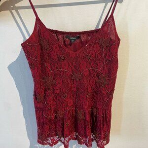 Burgundy strapless blouse